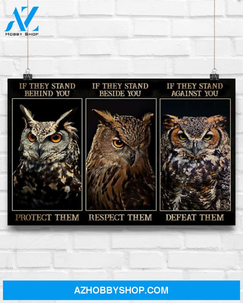 Owl If They Stand Behind You Protect Them Canvas Painting, Wall Decor Visual Art