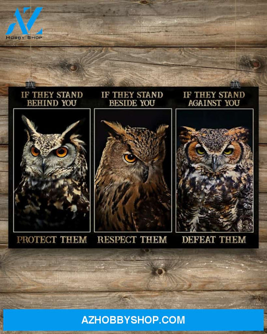 Owl If They Stand Behind You Protect Them Canvas Painting, Wall Decor Visual Art