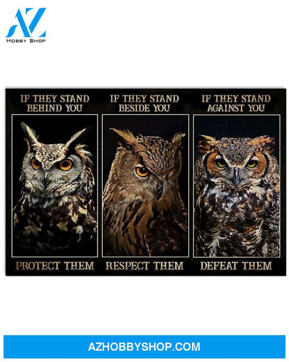 Owl If They Stand Behind You Protect Them Canvas Painting, Wall Decor Visual Art