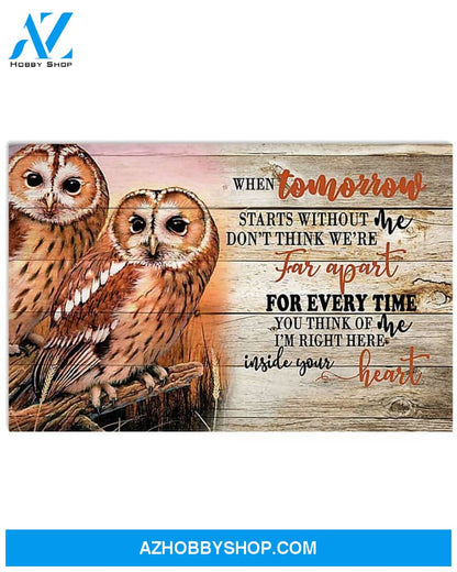 Owl I'm Right Here Inside Your Heart Canvas Decor, Wall Decor Visual Art