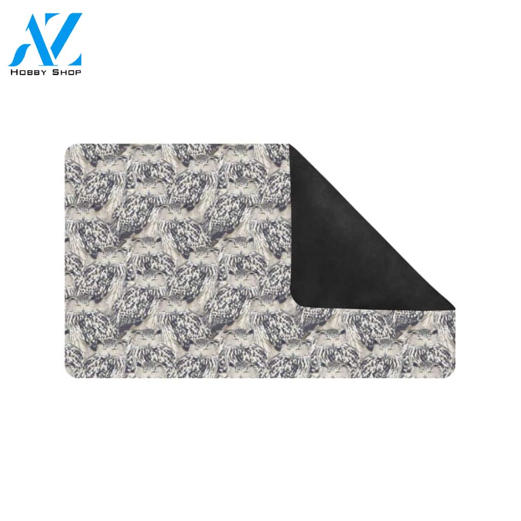 Owl Realistic Themed Design Print Rubber Doormat