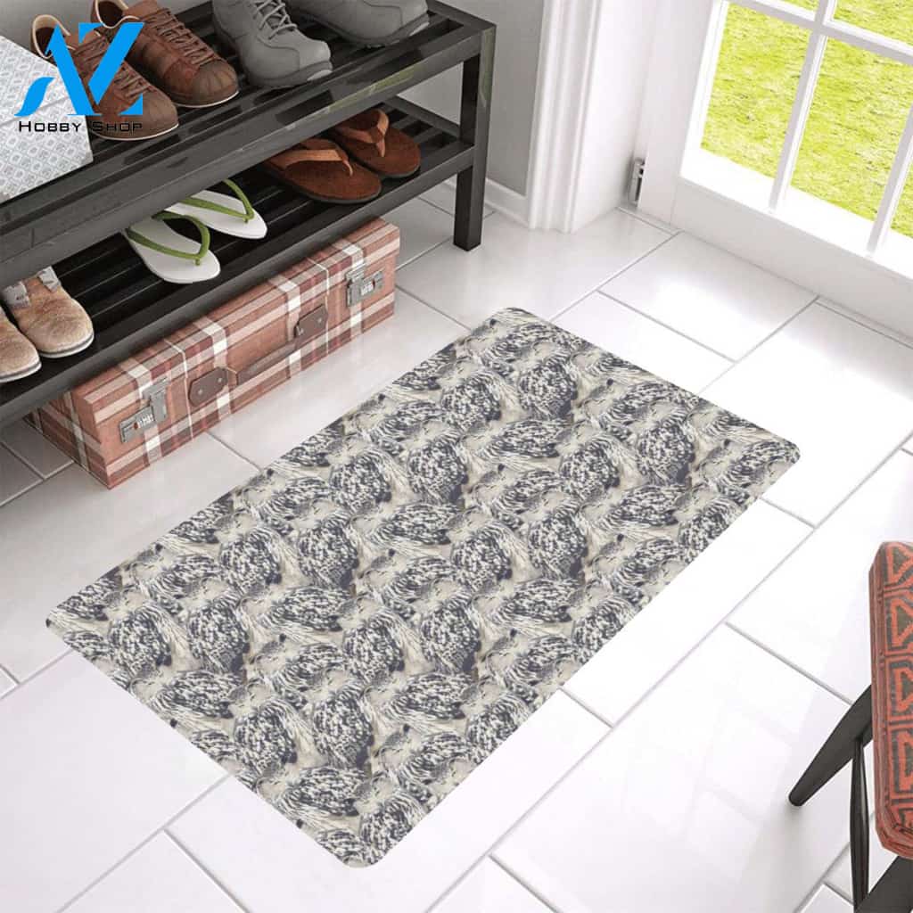 Owl Realistic Themed Design Print Rubber Doormat
