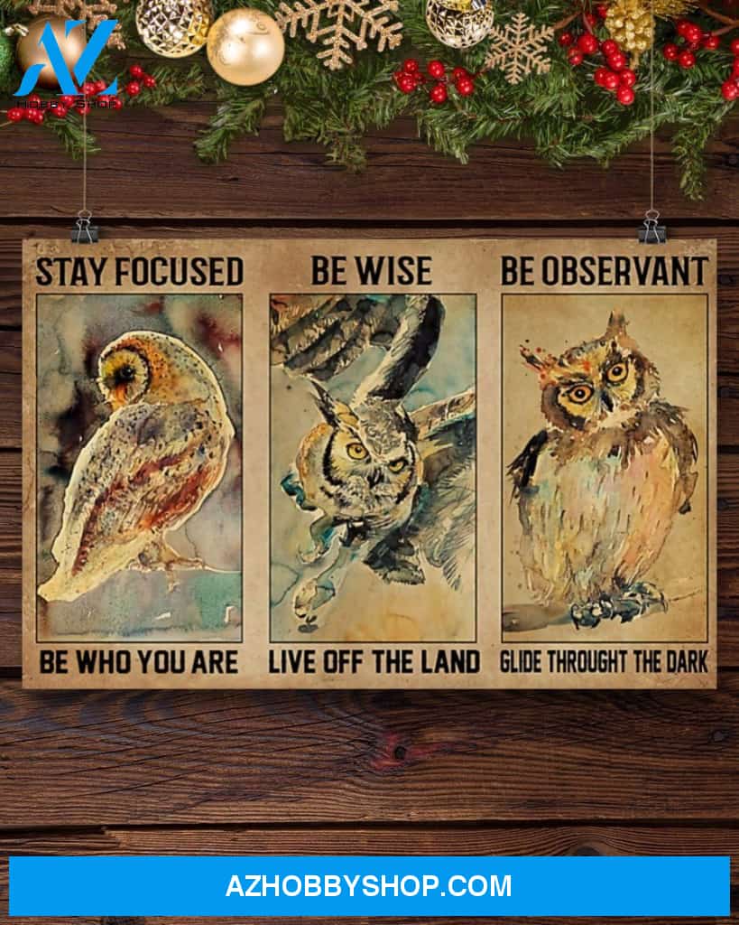 Owl Stay Focused Be Who You Are Canvas Painting, Wall Decor Visual Art