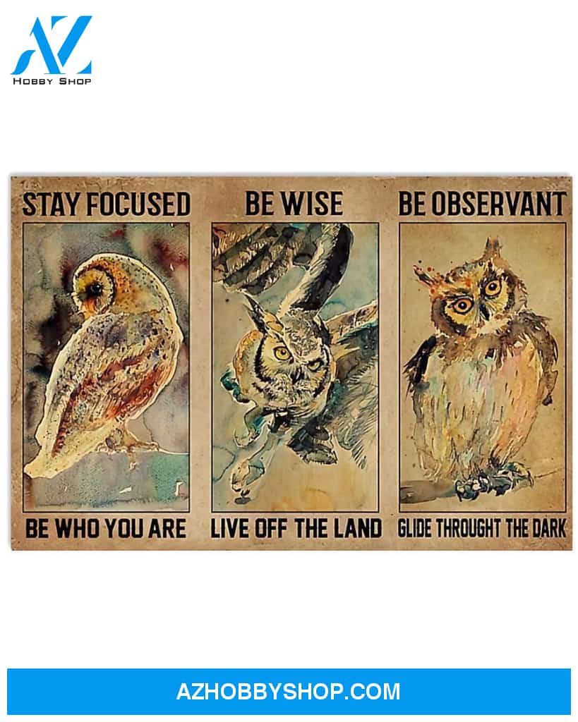 Owl Stay Focused Be Who You Are Canvas Painting, Wall Decor Visual Art