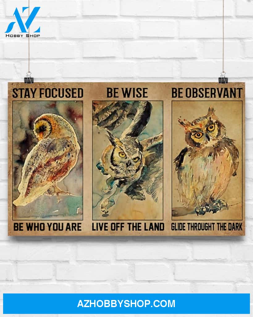 Owl Stay Focused Be Who You Are Canvas Painting, Wall Decor Visual Art