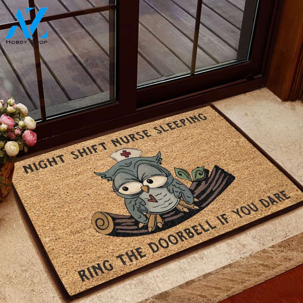 Owl x Nurse Ring The Doorbell If You Dare Doormat | Welcome Mat | House Warming Gift