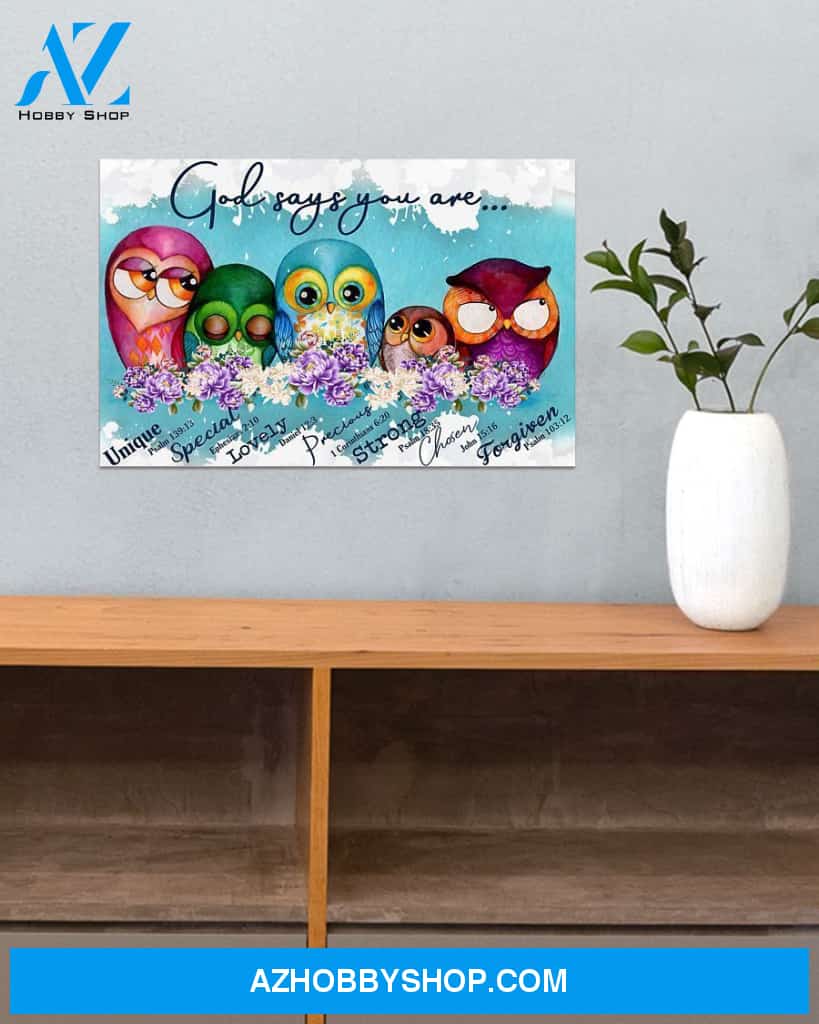 Owls God Says You Are Art Canvas, Wall Decor Visual Art