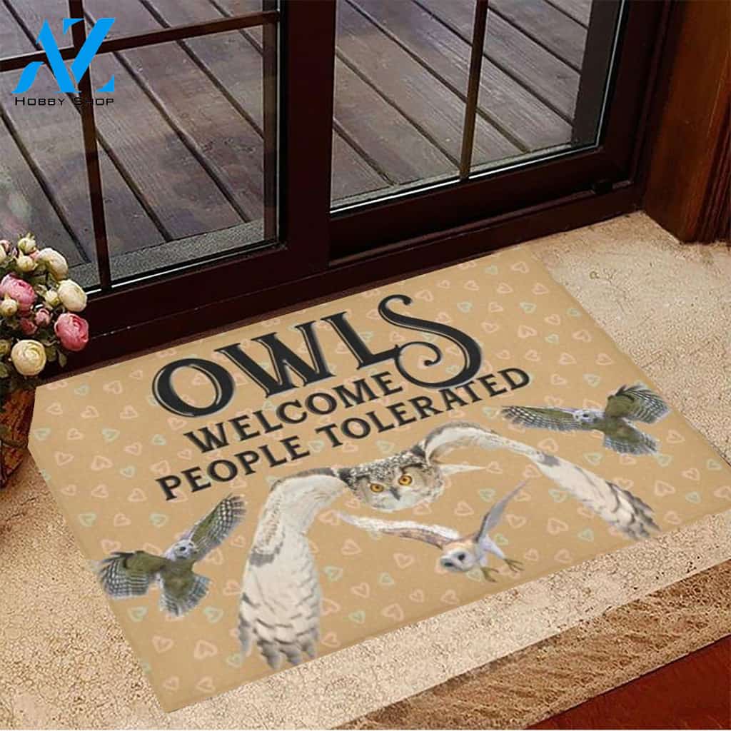 Owls Welcome People Tolerated Doormat Welcome Mat Housewarming Gift Home Decor Funny Doormat Gift For Friend Gift Idea For Owl Lovers
