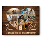 6th Wedding Anniversary Present, Gift For 6th Anniversary, Heart Shape Photo Collage