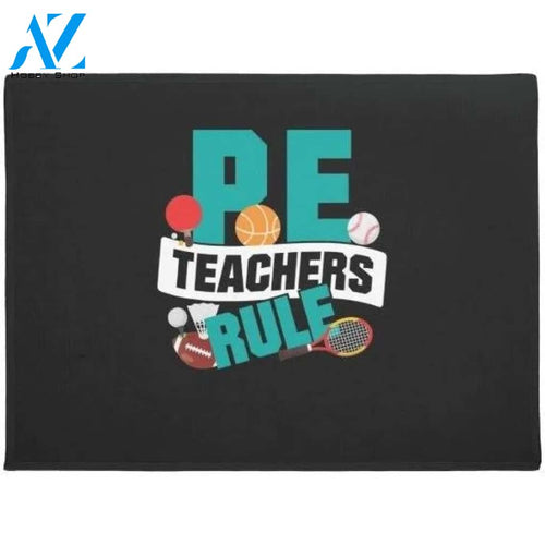 P.E. Teachers Rule Doormat Welcome Mat Housewarming Gift Home Decor Funny Doormat Gift For Teacher Back To School Gitf