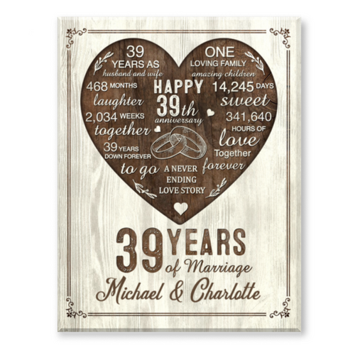 39th Year Anniversary Gift, 39th Wedding Anniversary Gift For Husband, 39 Year Anniversary Gift For Wife