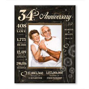 34 Year Wedding Anniversary Gift, 34th Anniversary Gift For Wife, 34 Year Anniversary Gift For Husband