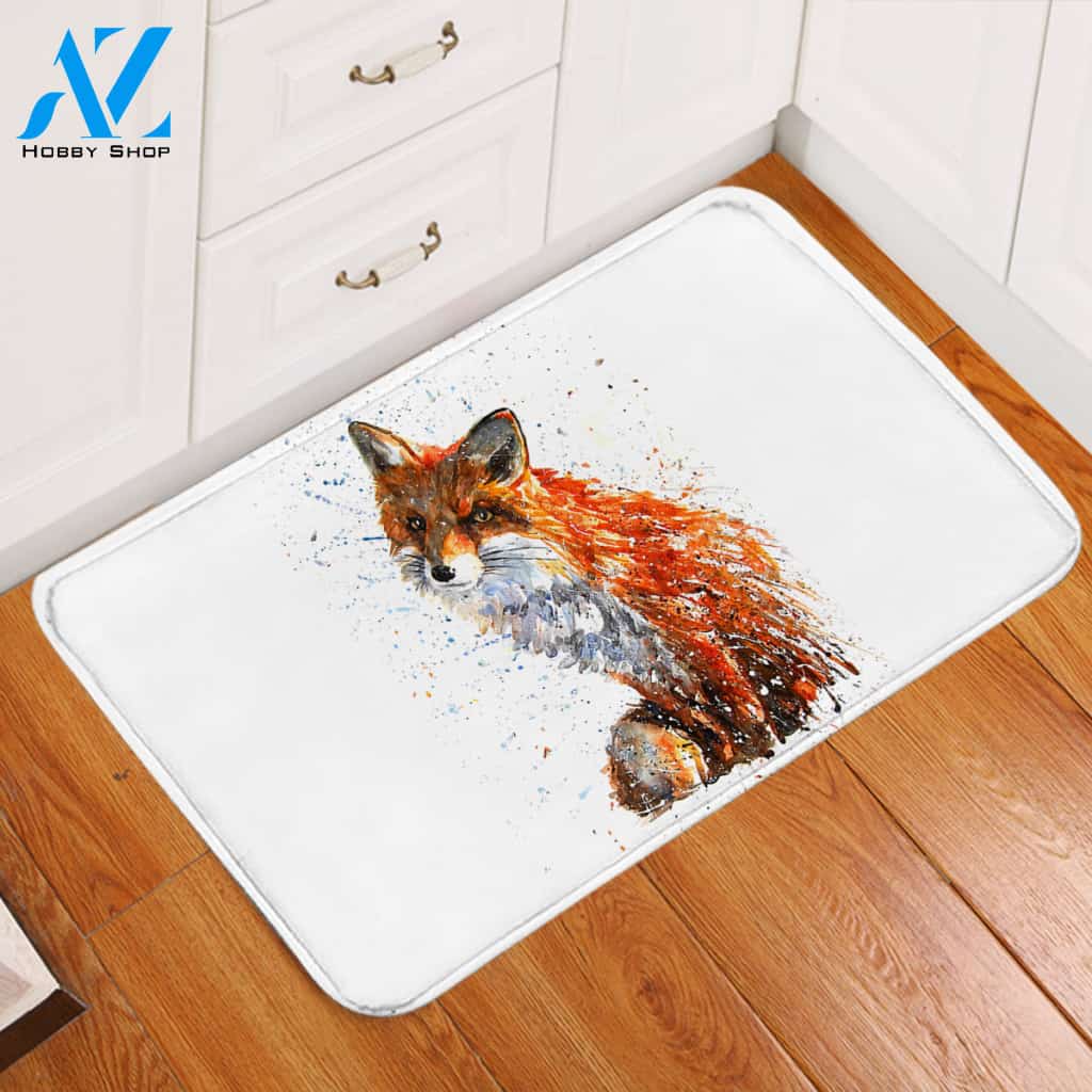 Painted Fox Door Mat