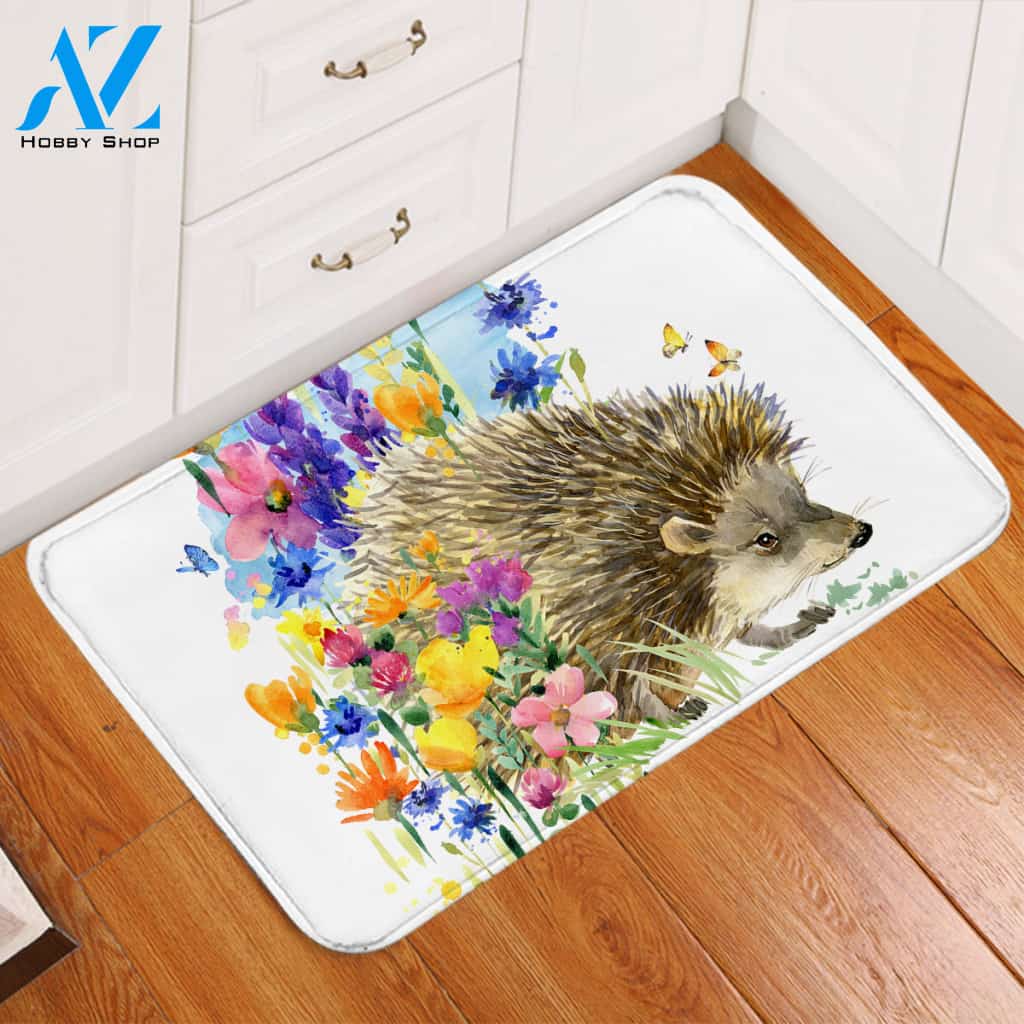 Painted Garden Hedgehog Door Mat