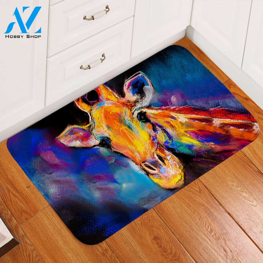 Painted Giraffe Door Mat
