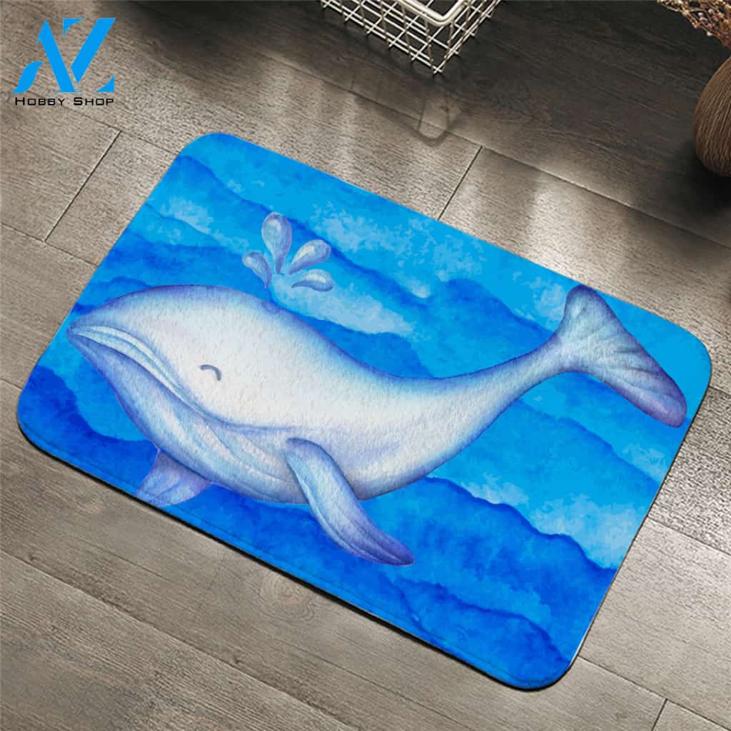 Painted Whale Door Mat