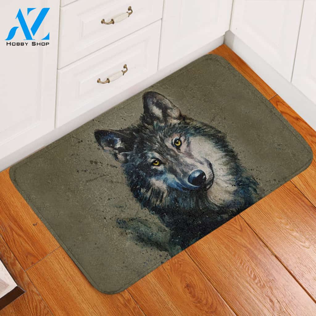 Painted Wolf Door Mat