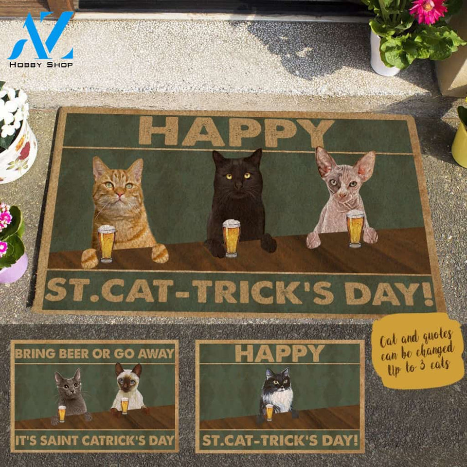 Painting Cat, Happy St.Cat-trick's Day Personalized Doormat HQ