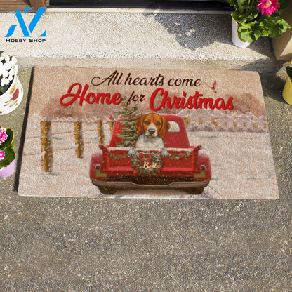 Painting Dog , All Hearts Come Home For Christmas Personalized Doormat HQ