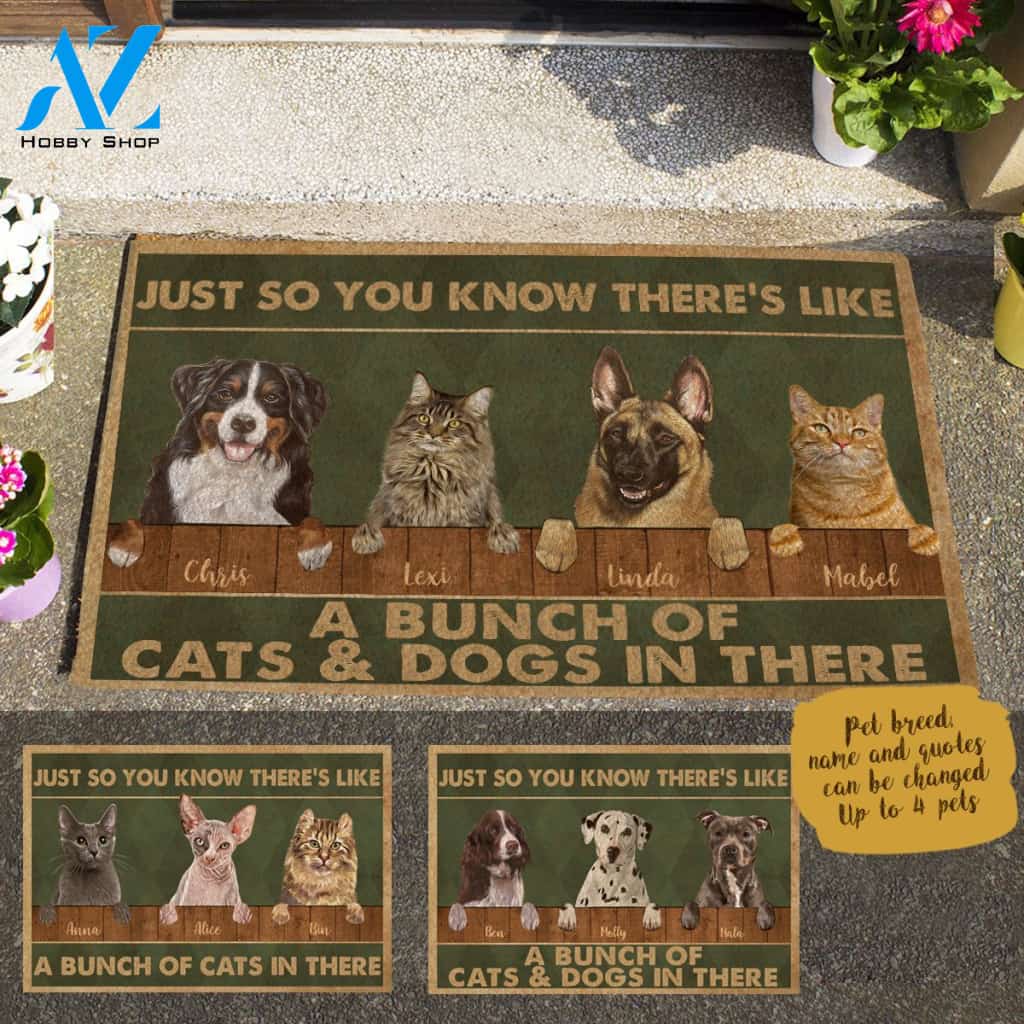 Painting Dog And Cat , Just So You Know There's Like a Bunch Of Dogs And Cats In There Personalized Doormat HQ