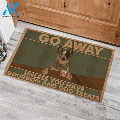 Painting Dog, Go Away Unless You Have Bourbon And Dog Treats Personalized Doormat HQ