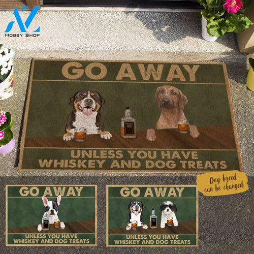 Painting Dog, Go Away Unless You Have Whiskey And Dog Treats Personalized Doormat HQ