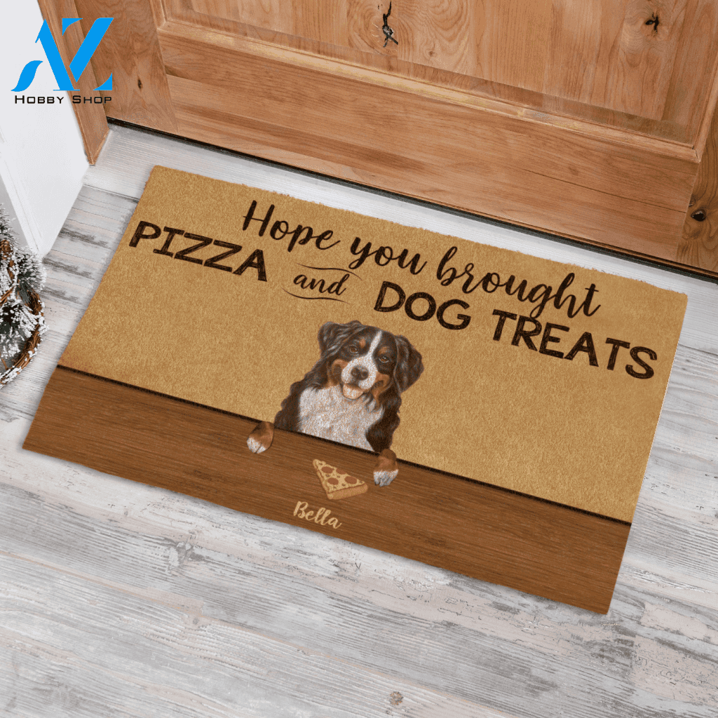 Painting Dog, Hope You Brought Pizza And Dog Treats Personalized Doormat, TV