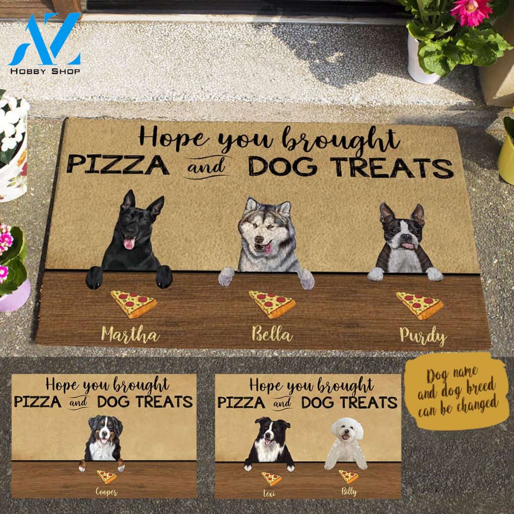 Painting Dog, Hope You Brought Pizza And Dog Treats Personalized Doormat, TV