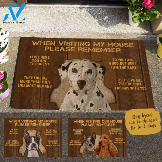 Painting Dog Visiting My House Custom Name Printed Doormat Home Decor
