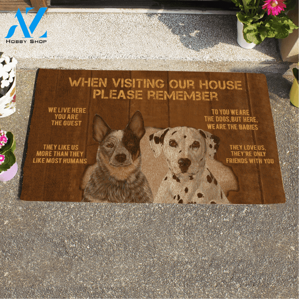 Painting Dog Visiting My House Custom Name Printed Doormat Home Decor