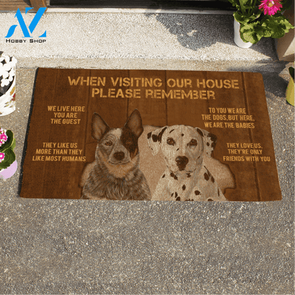Painting Dog Visiting My House Custom Name Printed Doormat Home Decor