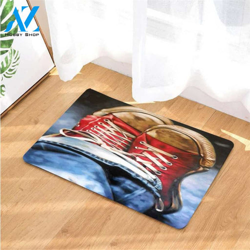 painting vans and jeans art doormats