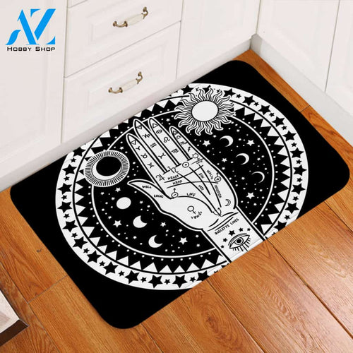 Palmistry Black Door Mat