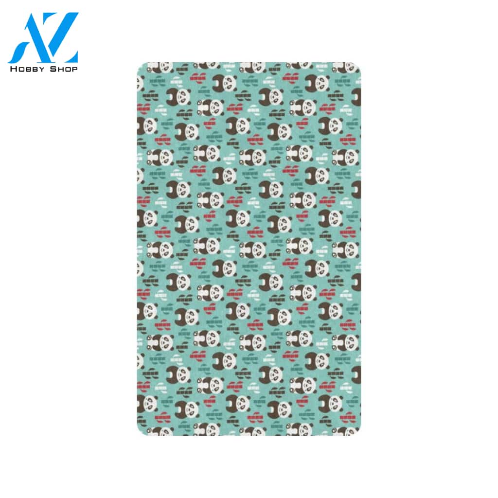 Panda Bear Cute Themed Print Rubber Doormat