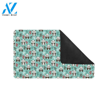 Panda Bear Cute Themed Print Rubber Doormat