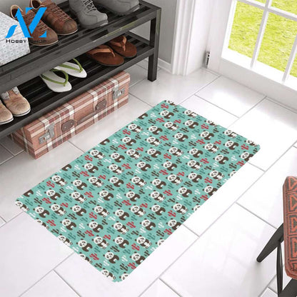 Panda Bear Cute Themed Print Rubber Doormat