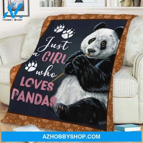 Panda Blanket, Just A Girl Who Loves Pandas Throw Sherpa Fleece Blanket