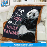 Panda Blanket, Just A Girl Who Loves Pandas Throw Sherpa Fleece Blanket