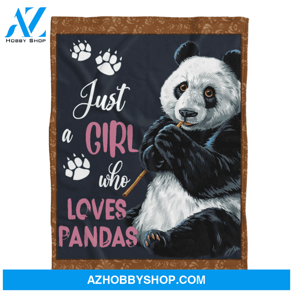 Panda Blanket, Just A Girl Who Loves Pandas Throw Sherpa Fleece Blanket