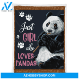 Panda Blanket, Just A Girl Who Loves Pandas Throw Sherpa Fleece Blanket