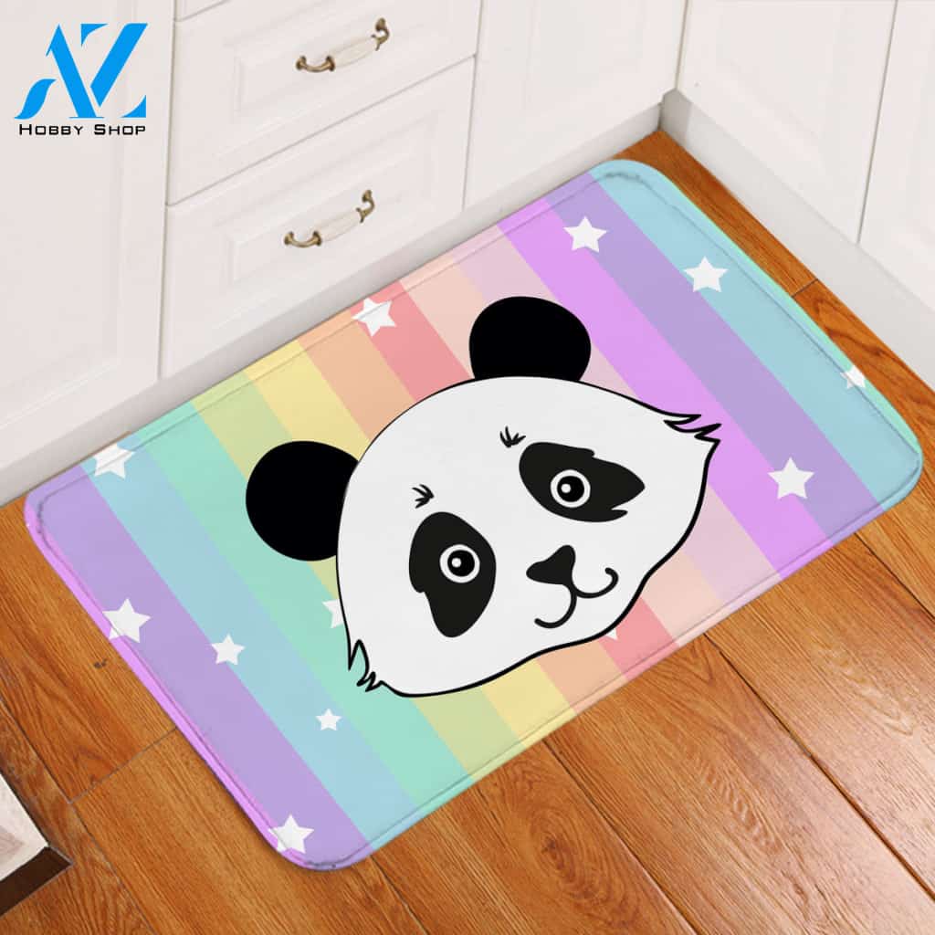 Panda Face Rainbow Door Mat