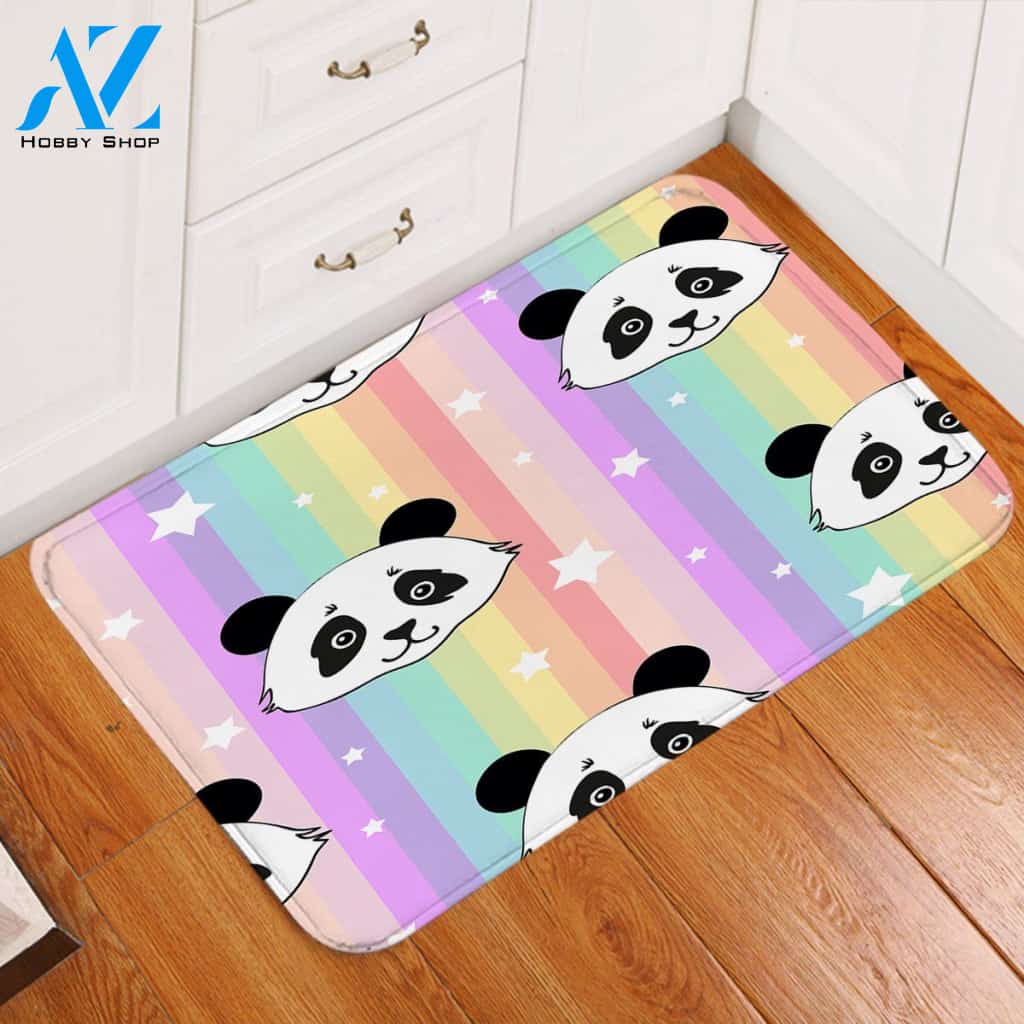Panda Rainbow Bling Printed Doormat Home Decor