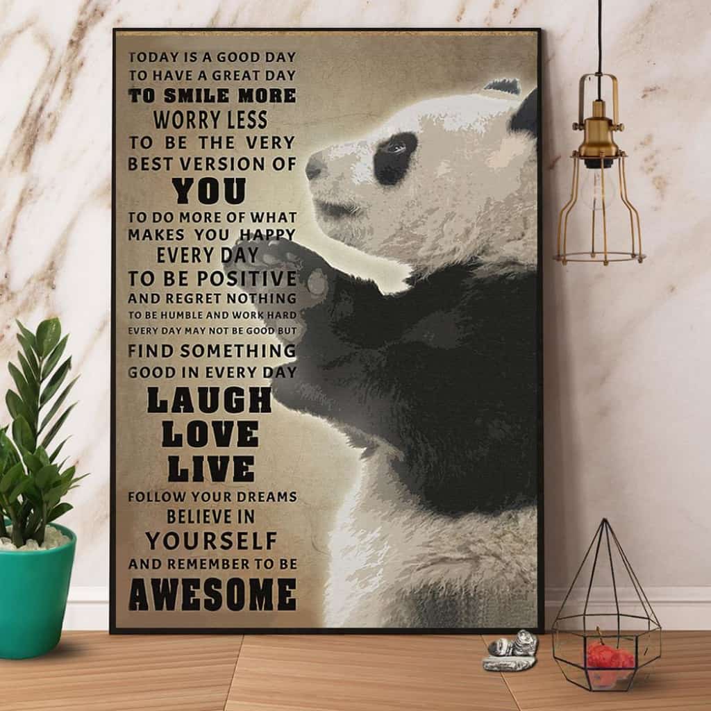 Panda Today Is A Good Day Laugh Love Live Paper Poster No Frame Matte Canvas Wall Decor