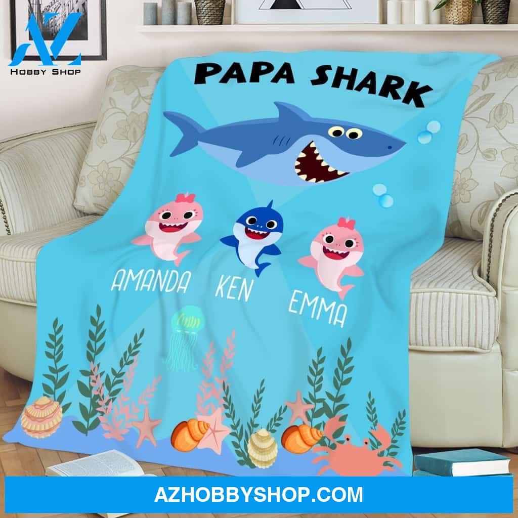 Papa Blanket, Papa Blanket With Grandkids Names, Papa Sherpa Blanket, Papa Fleece Blanket