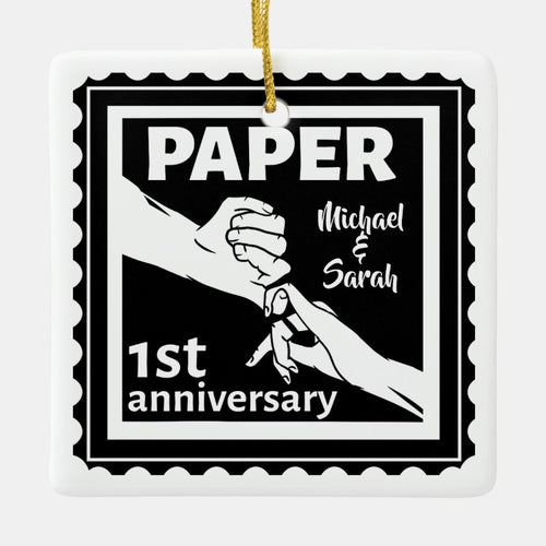 Paper Traditional 1St Wedding Anniversary Ceramic Ornament