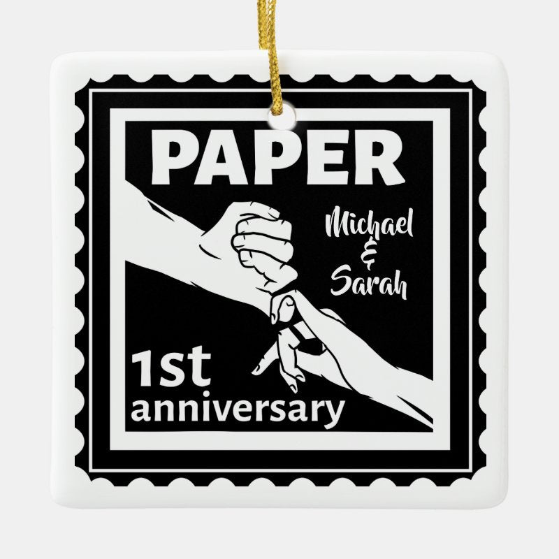 Paper Traditional 1St Wedding Anniversary Ceramic Ornament