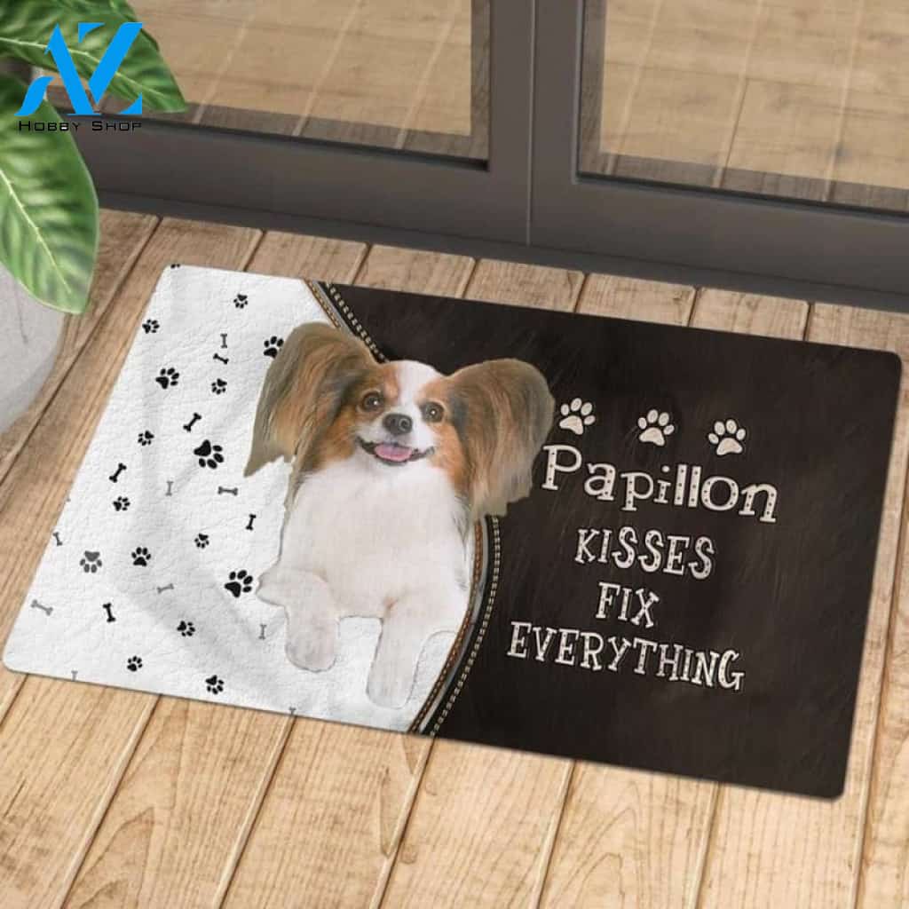 Papillon Kisses Fix Everything Doormat