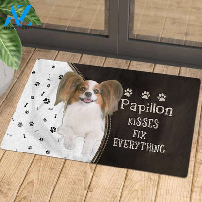 Papillon Kisses Fix Everything Doormat
