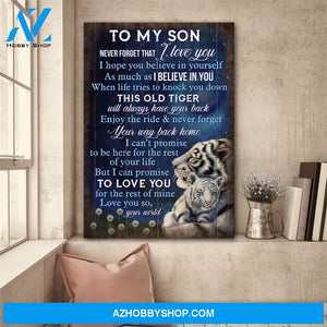 Parent to son - This old tiger will always have your back Family Portrait Canvas Prints, Wall Art