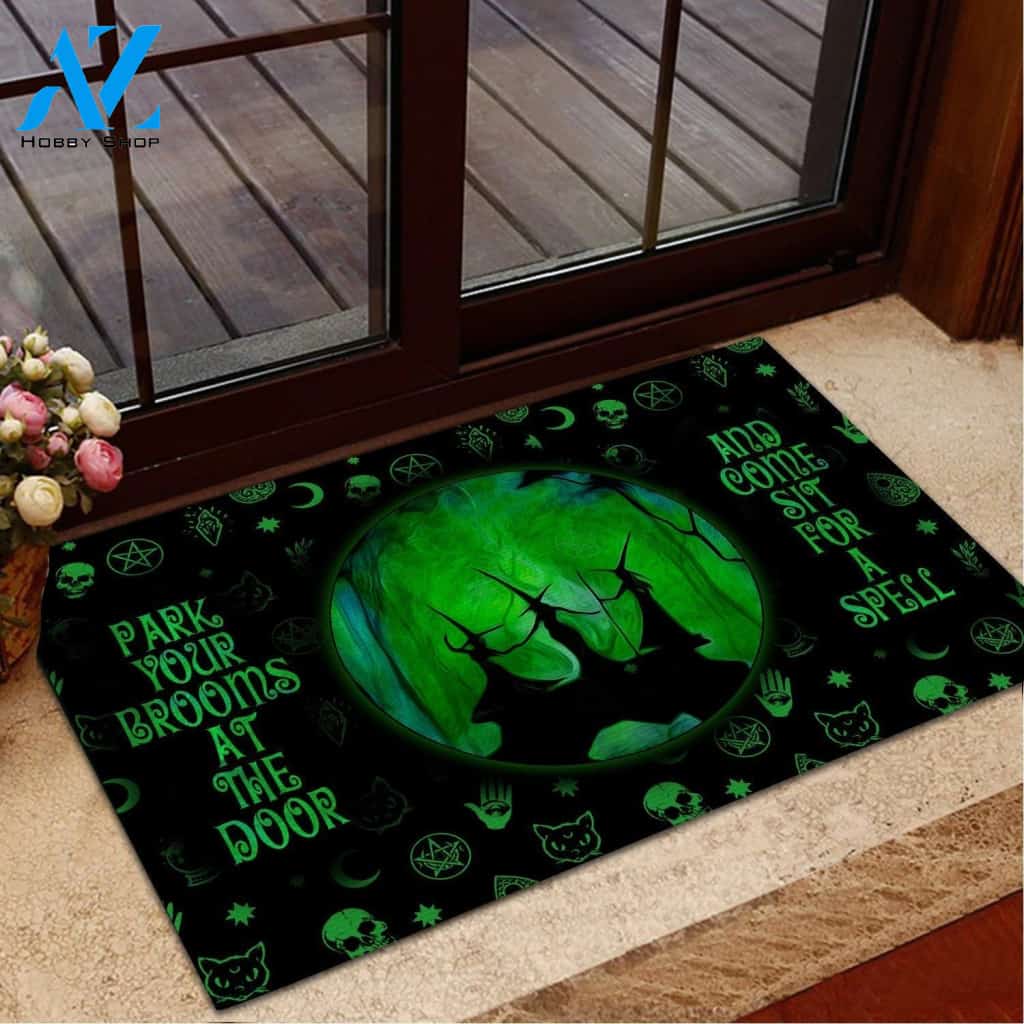 Park Your Broom At The Door Witch Printed Doormat Home Decor